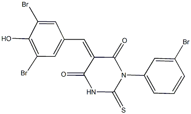 1-(3-bromophenyl)-5-(3,5-dibromo-4-hydroxybenzylidene)-2-thioxodihydro-4,6(1H,5H)-pyrimidinedione Struktur