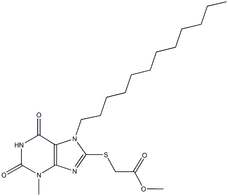 methyl [(7-dodecyl-3-methyl-2,6-dioxo-2,3,6,7-tetrahydro-1H-purin-8-yl)sulfanyl]acetate Struktur