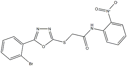 2-{[5-(2-bromophenyl)-1,3,4-oxadiazol-2-yl]sulfanyl}-N-{2-nitrophenyl}acetamide Struktur