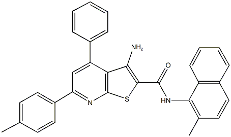 3-amino-N-(2-methyl-1-naphthyl)-6-(4-methylphenyl)-4-phenylthieno[2,3-b]pyridine-2-carboxamide Struktur