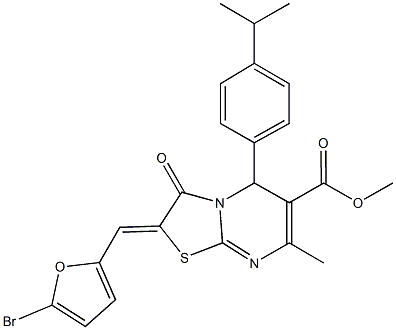 methyl 2-[(5-bromo-2-furyl)methylene]-5-(4-isopropylphenyl)-7-methyl-3-oxo-2,3-dihydro-5H-[1,3]thiazolo[3,2-a]pyrimidine-6-carboxylate Struktur