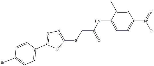 2-{[5-(4-bromophenyl)-1,3,4-oxadiazol-2-yl]sulfanyl}-N-{4-nitro-2-methylphenyl}acetamide Struktur