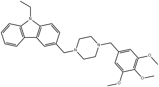 9-ethyl-3-{[4-(3,4,5-trimethoxybenzyl)-1-piperazinyl]methyl}-9H-carbazole Struktur