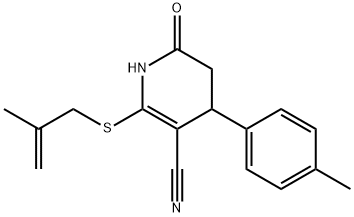 4-(4-methylphenyl)-2-[(2-methyl-2-propenyl)sulfanyl]-6-oxo-1,4,5,6-tetrahydro-3-pyridinecarbonitrile Struktur