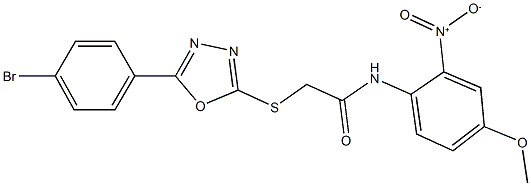 2-{[5-(4-bromophenyl)-1,3,4-oxadiazol-2-yl]sulfanyl}-N-{2-nitro-4-methoxyphenyl}acetamide Struktur