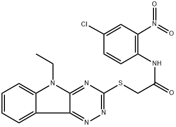 N-{4-chloro-2-nitrophenyl}-2-[(5-ethyl-5H-[1,2,4]triazino[5,6-b]indol-3-yl)sulfanyl]acetamide Struktur