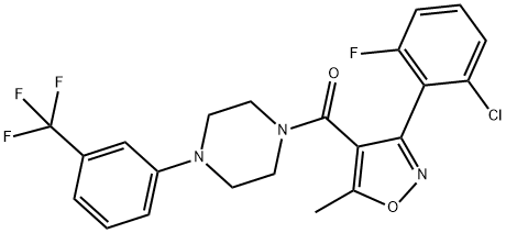 1-{[3-(2-chloro-6-fluorophenyl)-5-methyl-4-isoxazolyl]carbonyl}-4-[3-(trifluoromethyl)phenyl]piperazine Struktur