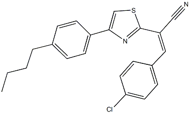 2-[4-(4-butylphenyl)-1,3-thiazol-2-yl]-3-(4-chlorophenyl)acrylonitrile Struktur