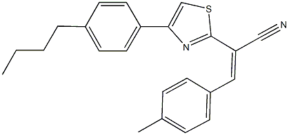 2-[4-(4-butylphenyl)-1,3-thiazol-2-yl]-3-(4-methylphenyl)acrylonitrile Struktur