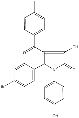 5-(4-bromophenyl)-3-hydroxy-1-(4-hydroxyphenyl)-4-[(4-methylphenyl)carbonyl]-1,5-dihydro-2H-pyrrol-2-one Struktur