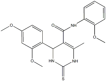 4-(2,4-dimethoxyphenyl)-N-(2-methoxyphenyl)-6-methyl-2-thioxo-1,2,3,4-tetrahydro-5-pyrimidinecarboxamide Struktur