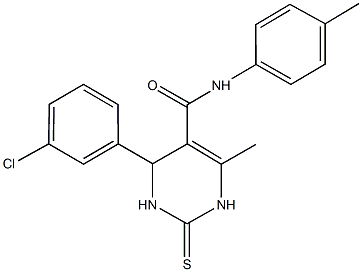 4-(3-chlorophenyl)-6-methyl-N-(4-methylphenyl)-2-thioxo-1,2,3,4-tetrahydro-5-pyrimidinecarboxamide Struktur