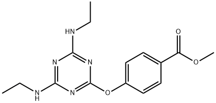 methyl 4-{[4,6-bis(ethylamino)-1,3,5-triazin-2-yl]oxy}benzoate Struktur