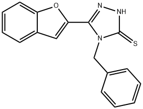 5-(1-benzofuran-2-yl)-4-benzyl-4H-1,2,4-triazol-3-yl hydrosulfide Struktur