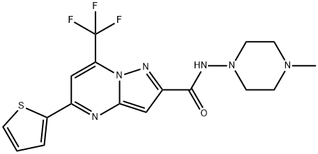 N-(4-methylpiperazin-1-yl)-5-thien-2-yl-7-(trifluoromethyl)pyrazolo[1,5-a]pyrimidine-2-carboxamide Struktur