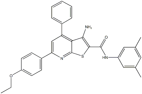 3-amino-N-(3,5-dimethylphenyl)-6-(4-ethoxyphenyl)-4-phenylthieno[2,3-b]pyridine-2-carboxamide Struktur