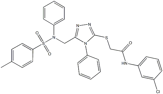 N-(3-chlorophenyl)-2-{[5-({[(4-methylphenyl)sulfonyl]anilino}methyl)-4-phenyl-4H-1,2,4-triazol-3-yl]sulfanyl}acetamide Struktur