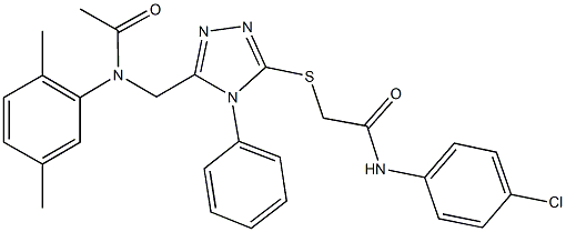 2-({5-[(acetyl-2,5-dimethylanilino)methyl]-4-phenyl-4H-1,2,4-triazol-3-yl}sulfanyl)-N-(4-chlorophenyl)acetamide Struktur