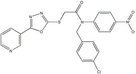 N-[(4-chlorophenyl)methyl]-N-{4-nitrophenyl}-2-[(5-pyridin-3-yl-1,3,4-oxadiazol-2-yl)sulfanyl]acetamide Struktur