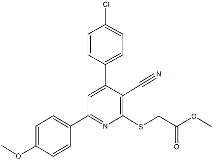 methyl {[4-(4-chlorophenyl)-3-cyano-6-(4-methoxyphenyl)-2-pyridinyl]sulfanyl}acetate Struktur