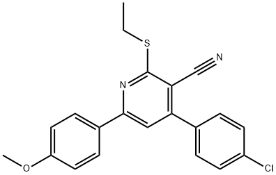 4-(4-chlorophenyl)-2-(ethylsulfanyl)-6-(4-methoxyphenyl)nicotinonitrile Struktur