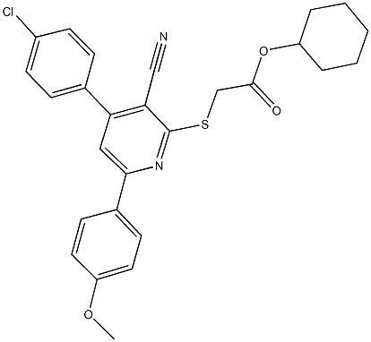 cyclohexyl {[4-(4-chlorophenyl)-3-cyano-6-(4-methoxyphenyl)-2-pyridinyl]sulfanyl}acetate Struktur