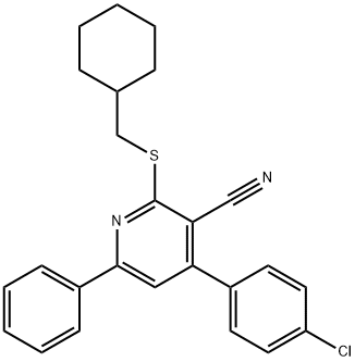 4-(4-chlorophenyl)-2-[(cyclohexylmethyl)sulfanyl]-6-phenylnicotinonitrile Struktur