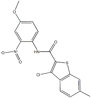 3-chloro-N-{2-nitro-4-methoxyphenyl}-6-methyl-1-benzothiophene-2-carboxamide Struktur