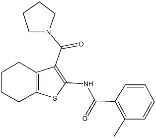 2-methyl-N-[3-(1-pyrrolidinylcarbonyl)-4,5,6,7-tetrahydro-1-benzothien-2-yl]benzamide Struktur