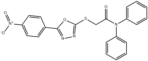 2-[(5-{4-nitrophenyl}-1,3,4-oxadiazol-2-yl)sulfanyl]-N,N-diphenylacetamide Struktur