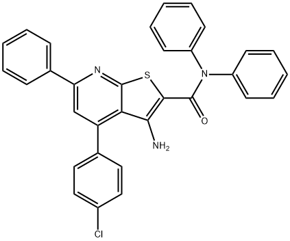 3-amino-4-(4-chlorophenyl)-N,N,6-triphenylthieno[2,3-b]pyridine-2-carboxamide Struktur