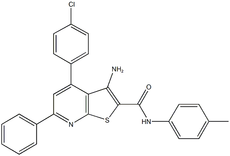 3-amino-4-(4-chlorophenyl)-N-(4-methylphenyl)-6-phenylthieno[2,3-b]pyridine-2-carboxamide Struktur