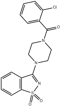 3-{4-[(2-chlorophenyl)carbonyl]piperazin-1-yl}-1,2-benzisothiazole 1,1-dioxide Struktur