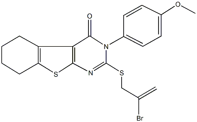 2-[(2-bromo-2-propenyl)sulfanyl]-3-(4-methoxyphenyl)-5,6,7,8-tetrahydro[1]benzothieno[2,3-d]pyrimidin-4(3H)-one Struktur