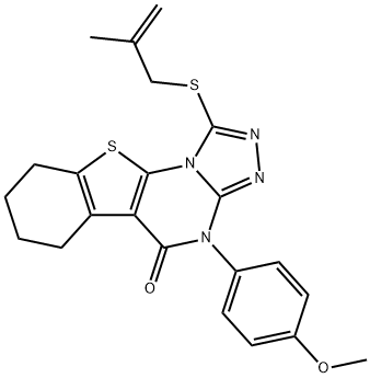 4-(4-methoxyphenyl)-1-[(2-methyl-2-propenyl)sulfanyl]-6,7,8,9-tetrahydro[1]benzothieno[3,2-e][1,2,4]triazolo[4,3-a]pyrimidin-5(4H)-one Struktur