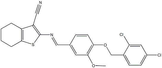 2-({4-[(2,4-dichlorobenzyl)oxy]-3-methoxybenzylidene}amino)-4,5,6,7-tetrahydro-1-benzothiophene-3-carbonitrile Struktur