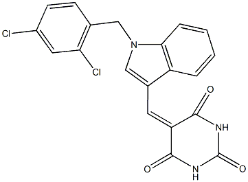 5-{[1-(2,4-dichlorobenzyl)-1H-indol-3-yl]methylene}-2,4,6(1H,3H,5H)-pyrimidinetrione Struktur