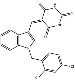 5-{[1-(2,4-dichlorobenzyl)-1H-indol-3-yl]methylene}-2-thioxodihydro-4,6(1H,5H)-pyrimidinedione Struktur