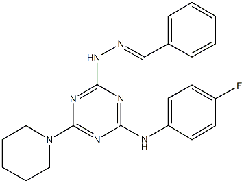 benzaldehyde [4-(4-fluoroanilino)-6-(1-piperidinyl)-1,3,5-triazin-2-yl]hydrazone Struktur