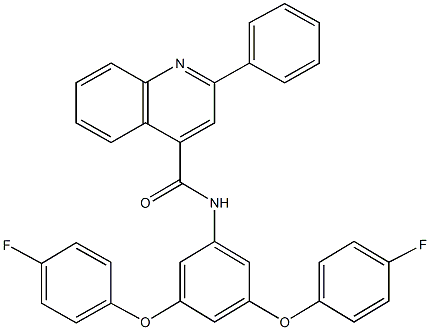 N-[3,5-bis(4-fluorophenoxy)phenyl]-2-phenyl-4-quinolinecarboxamide Struktur