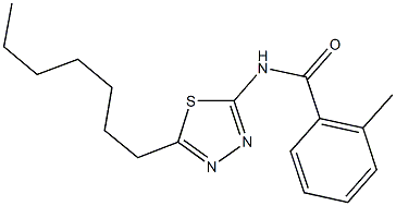 N-(5-heptyl-1,3,4-thiadiazol-2-yl)-2-methylbenzamide Struktur