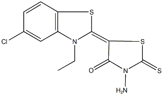 3-amino-5-(5-chloro-3-ethyl-1,3-benzothiazol-2(3H)-ylidene)-2-thioxo-1,3-thiazolidin-4-one Struktur