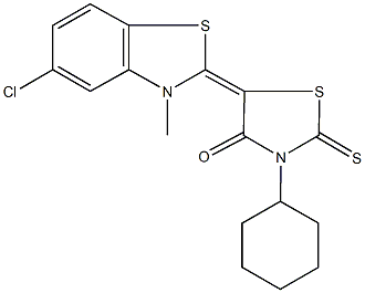 5-(5-chloro-3-methyl-1,3-benzothiazol-2(3H)-ylidene)-3-cyclohexyl-2-thioxo-1,3-thiazolidin-4-one Struktur