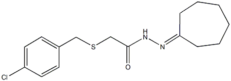 2-[(4-chlorobenzyl)sulfanyl]-N'-cycloheptylideneacetohydrazide Struktur