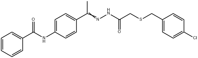 N-[4-(N-{[(4-chlorobenzyl)sulfanyl]acetyl}ethanehydrazonoyl)phenyl]benzamide Struktur