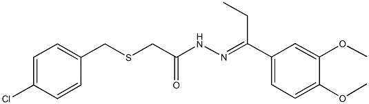 2-[(4-chlorobenzyl)sulfanyl]-N'-[1-(3,4-dimethoxyphenyl)propylidene]acetohydrazide Struktur