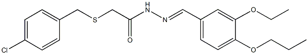 2-[(4-chlorobenzyl)sulfanyl]-N'-(3-ethoxy-4-propoxybenzylidene)acetohydrazide Struktur