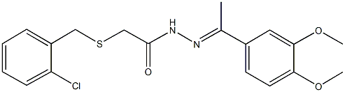 2-[(2-chlorobenzyl)sulfanyl]-N'-[1-(3,4-dimethoxyphenyl)ethylidene]acetohydrazide Struktur