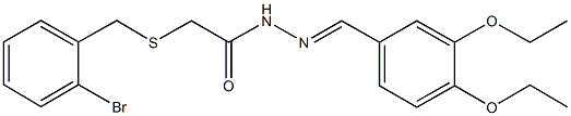 2-[(2-bromobenzyl)sulfanyl]-N'-(3,4-diethoxybenzylidene)acetohydrazide Struktur