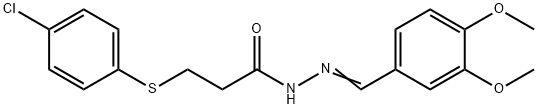 3-[(4-chlorophenyl)sulfanyl]-N'-(3,4-dimethoxybenzylidene)propanohydrazide Struktur